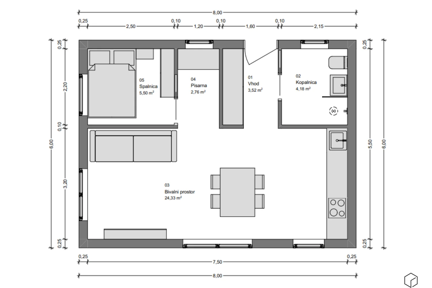 Bivalna počitni&scaron;ka hi&scaron;a Piran 48 m2-2
